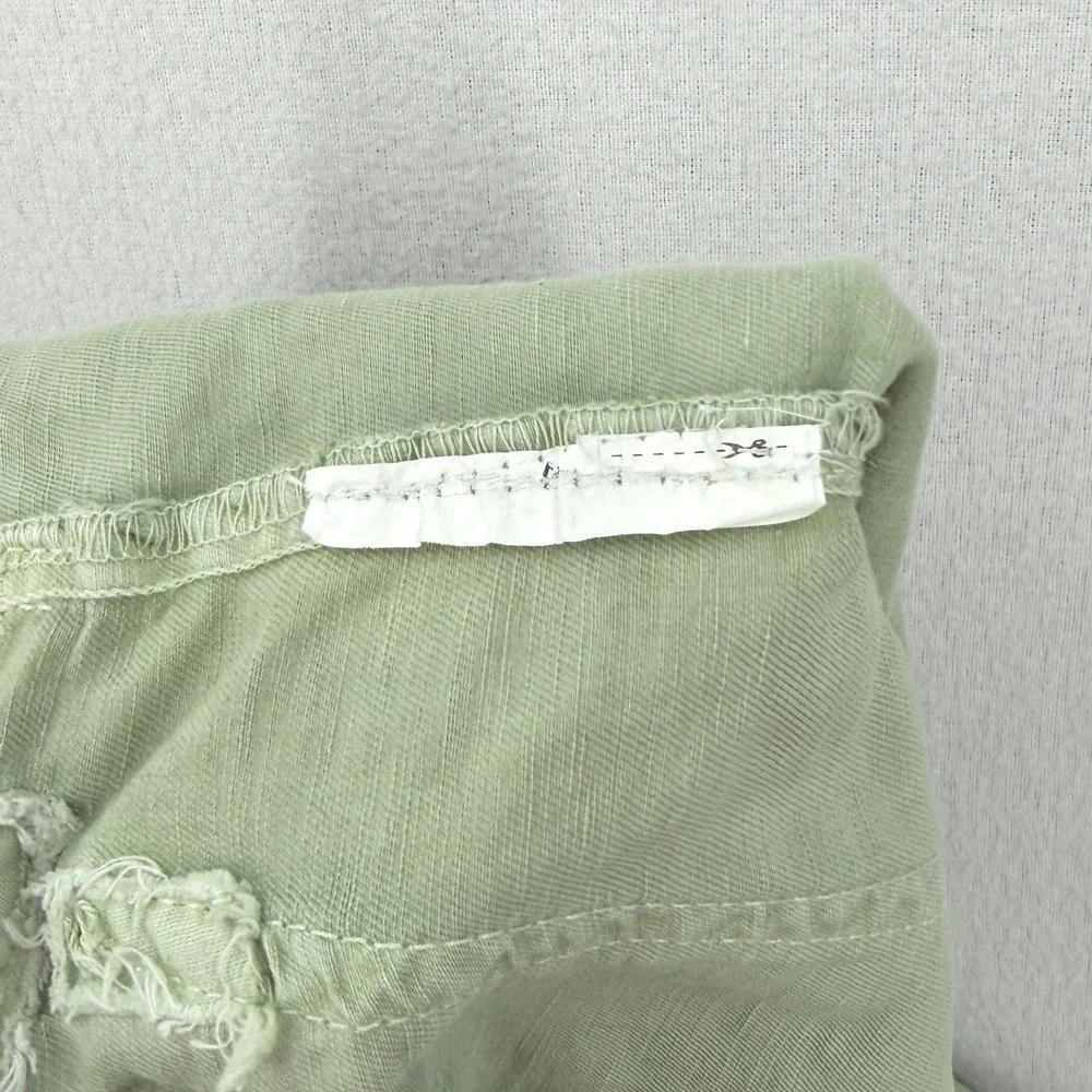 ZARA The Tokyo Trouser Pants Women Small Green Cuffed Cropped Wide leg Cargo